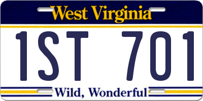WV license plate 1ST701