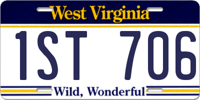 WV license plate 1ST706