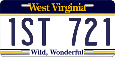 WV license plate 1ST721