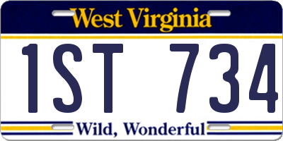 WV license plate 1ST734