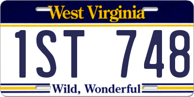 WV license plate 1ST748