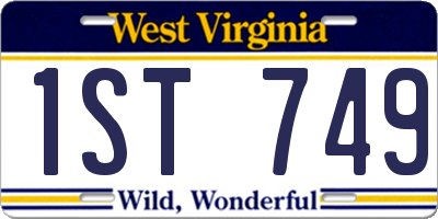 WV license plate 1ST749