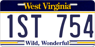 WV license plate 1ST754