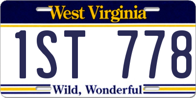 WV license plate 1ST778