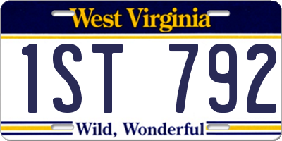 WV license plate 1ST792