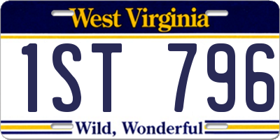 WV license plate 1ST796