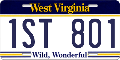 WV license plate 1ST801