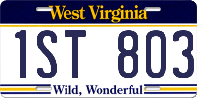 WV license plate 1ST803