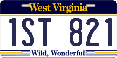 WV license plate 1ST821