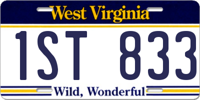 WV license plate 1ST833