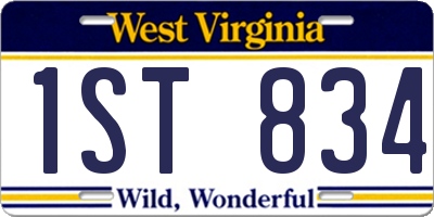 WV license plate 1ST834