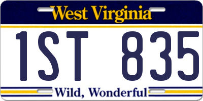 WV license plate 1ST835