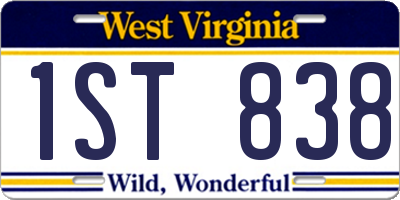 WV license plate 1ST838