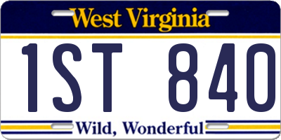 WV license plate 1ST840