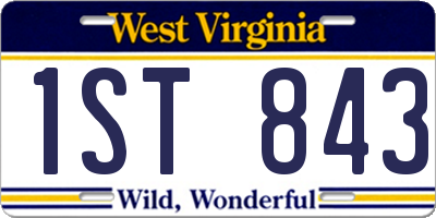 WV license plate 1ST843
