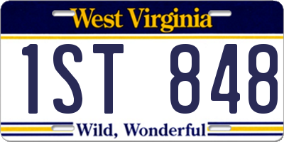 WV license plate 1ST848