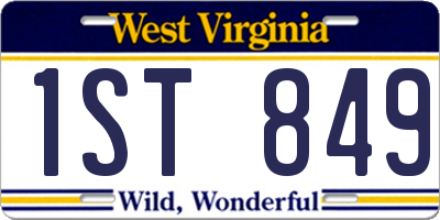 WV license plate 1ST849