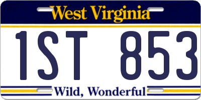 WV license plate 1ST853