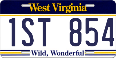 WV license plate 1ST854