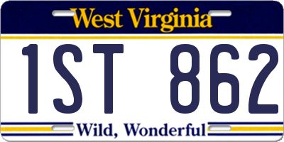 WV license plate 1ST862