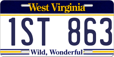 WV license plate 1ST863