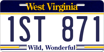 WV license plate 1ST871