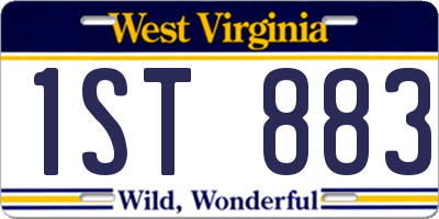 WV license plate 1ST883