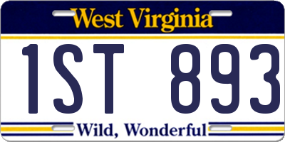 WV license plate 1ST893