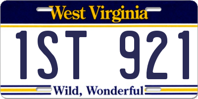 WV license plate 1ST921