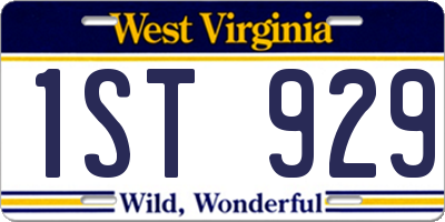 WV license plate 1ST929