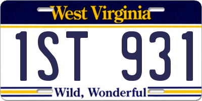 WV license plate 1ST931