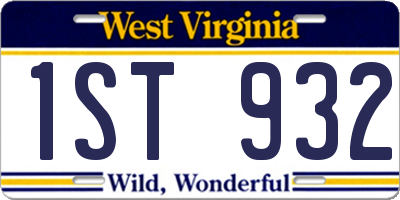 WV license plate 1ST932