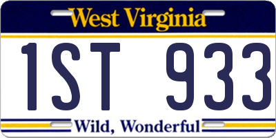 WV license plate 1ST933