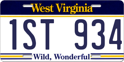 WV license plate 1ST934