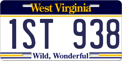 WV license plate 1ST938
