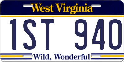 WV license plate 1ST940