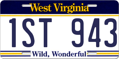 WV license plate 1ST943