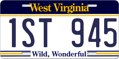 WV license plate 1ST945