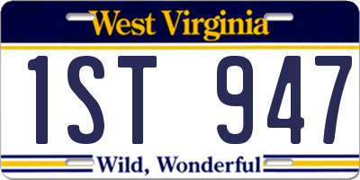 WV license plate 1ST947