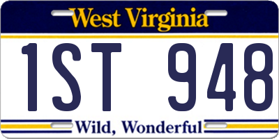 WV license plate 1ST948