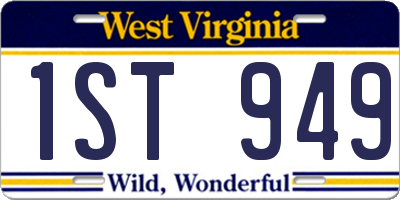 WV license plate 1ST949