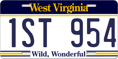 WV license plate 1ST954