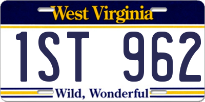 WV license plate 1ST962