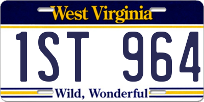 WV license plate 1ST964