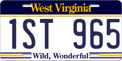 WV license plate 1ST965