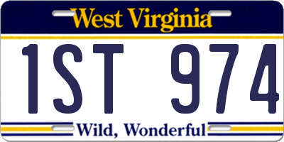 WV license plate 1ST974