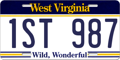WV license plate 1ST987