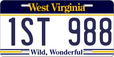 WV license plate 1ST988