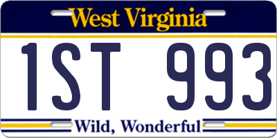 WV license plate 1ST993