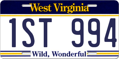 WV license plate 1ST994